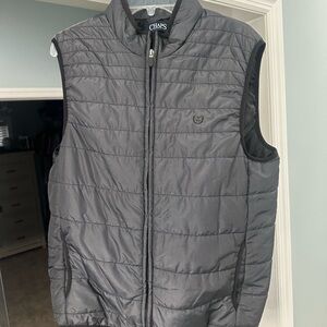 Chaps Men's Charcoal Quilted Vest- Size Large - Gray